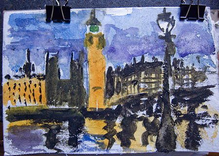 450x320 Watercolour Of Westminster Bridge And Houses Of Parliament London