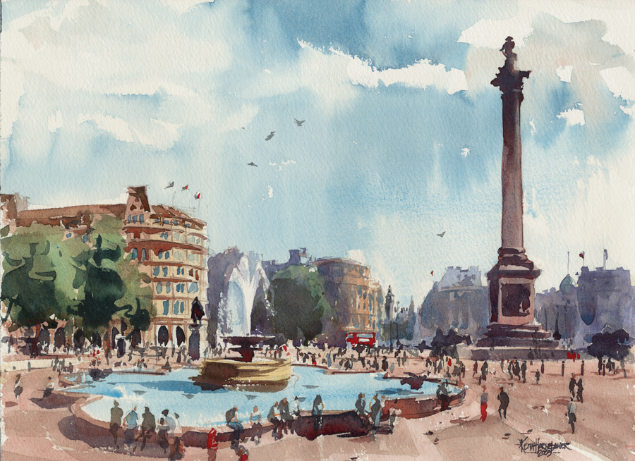 900x654 English Village Hornblower Watercolours