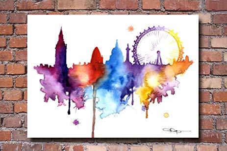 463x307 London Skyline Abstract Watercolor Art Print By
