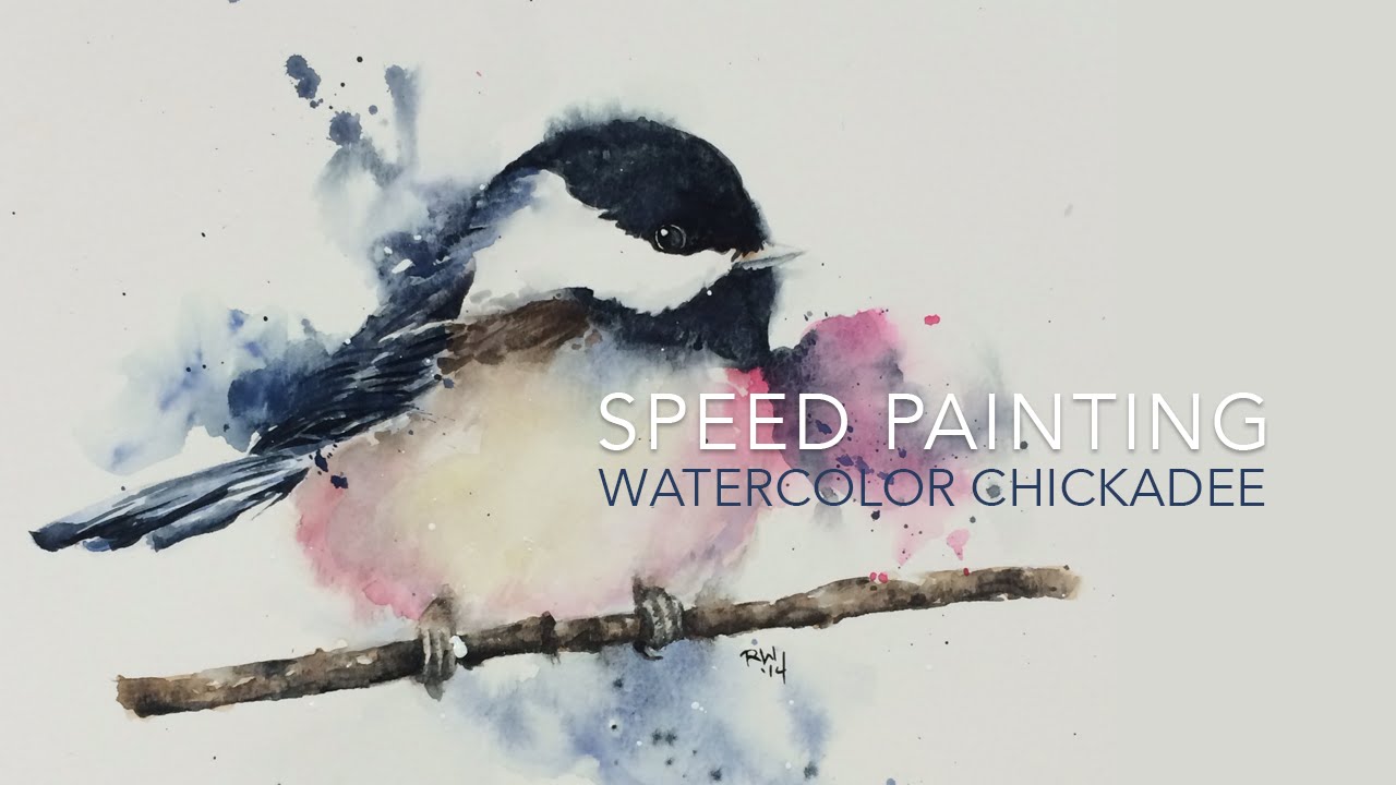 1280x720 Speed Painting Loose Watercolor Chickadee