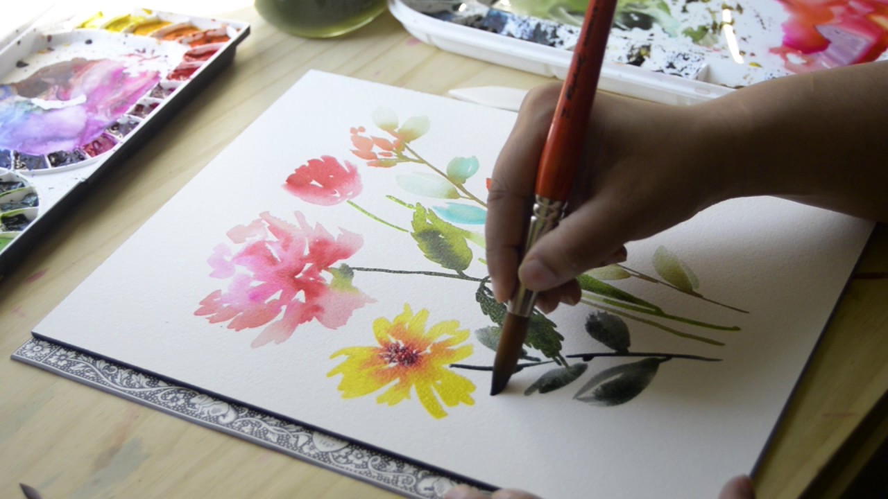 1280x720 Loose Watercolor Flowers