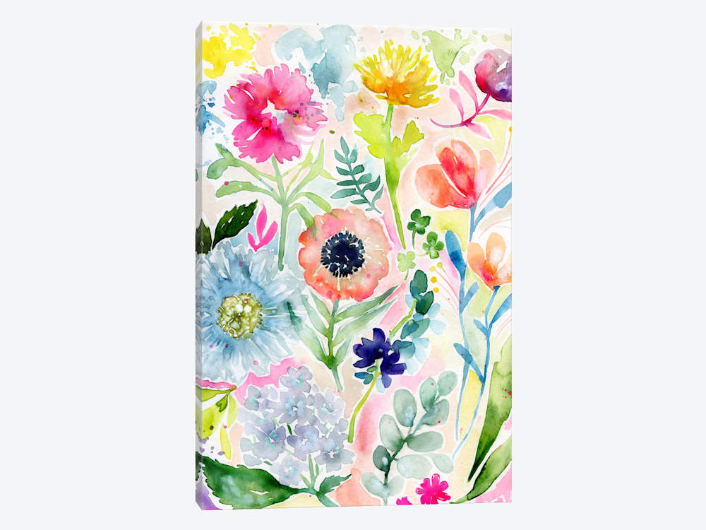 1000x750 Loose Watercolor Flowers Canvas Print By Stephanie Corfee Icanvas