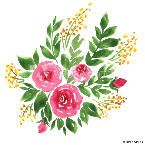 500x500 Loose Watercolor Flowers. Hand Painted Floral Composition