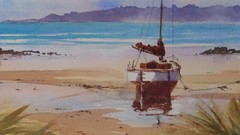 240x135 Loose Watercolor Painting Sailing Boat Low Tide Udemy