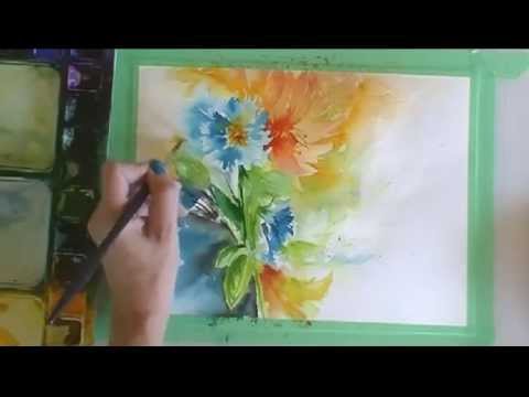 480x360 How To Paint In Watercolor Fluid Amp Loose Cornflowers Amp Lilies
