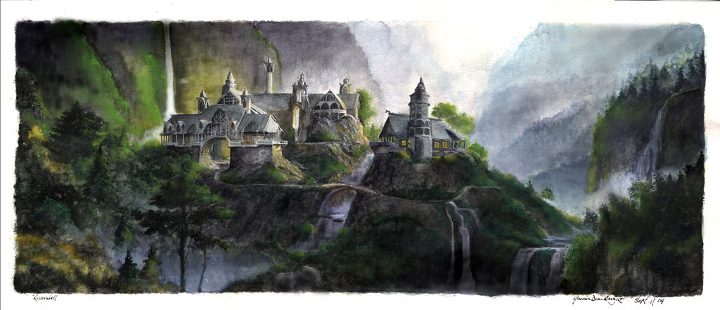 1024x442 Lord Of The Rings Rivendell Watercolor By Graught