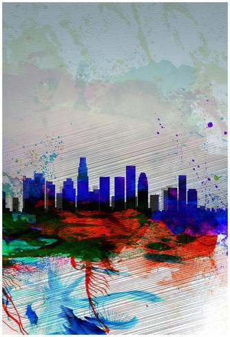 334x488 Los Angeles Watercolor Skyline 1 Prints By Naxart