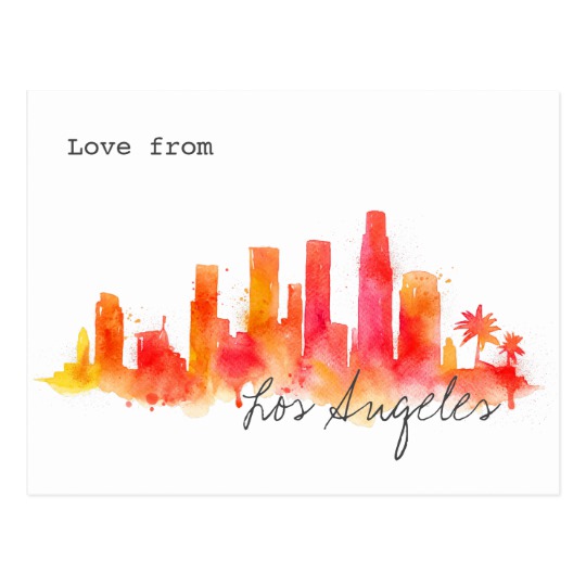 540x540 Los Angeles Watercolor Skyline Postcard
