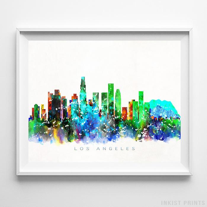 699x699 Los Angeles California Skyline Watercolor Print