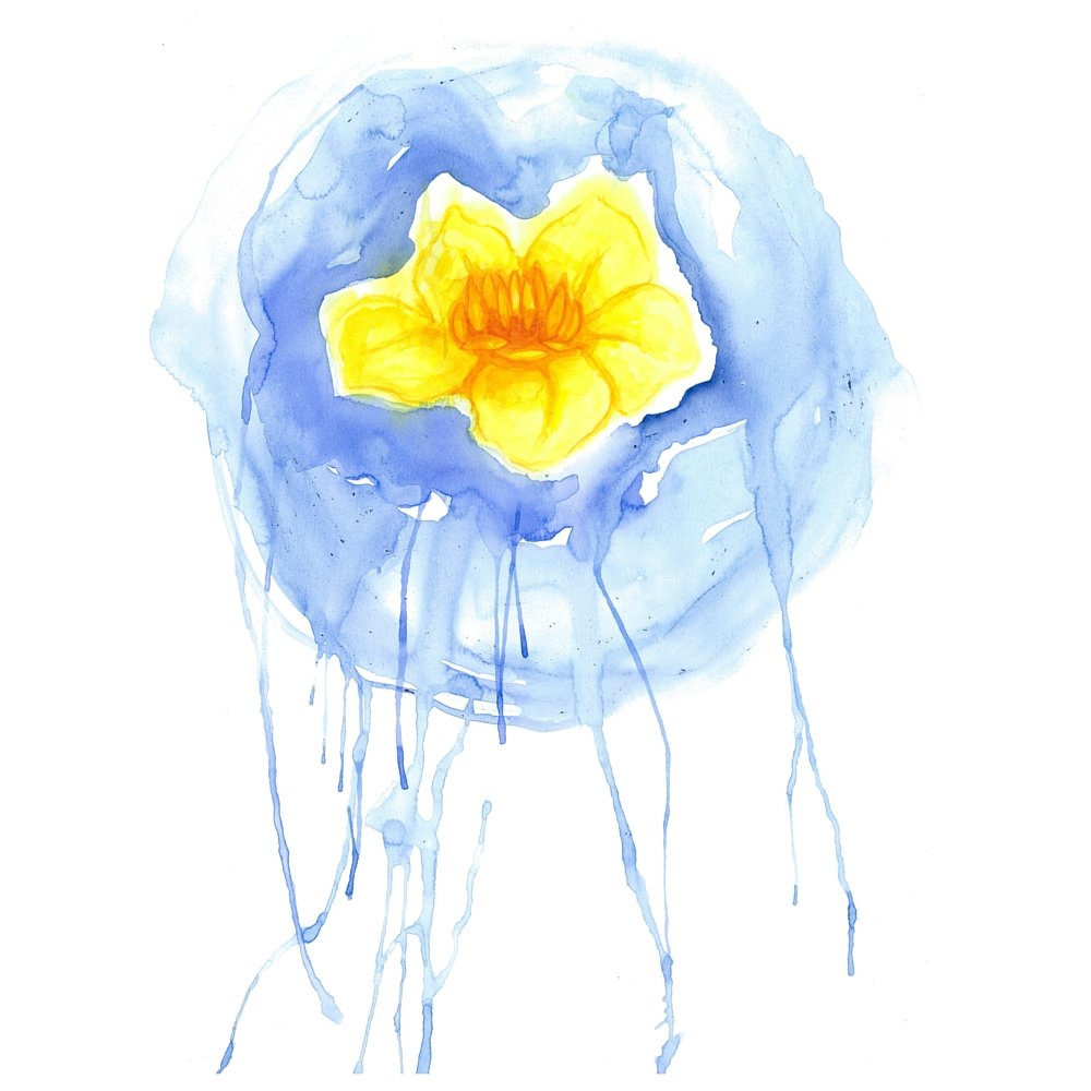1000x1000 Lotus Flower Watercolor Digital Instant Download