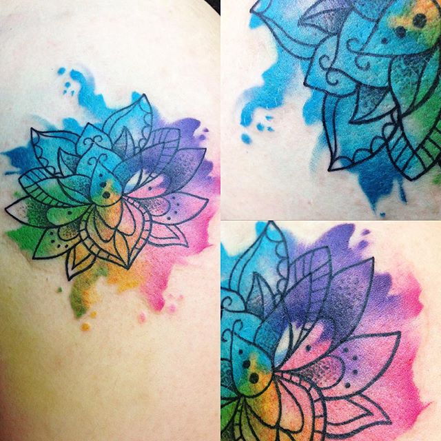 640x640 Watercolor Lotus Flower Tattoo Design