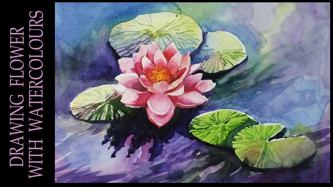 1280x720 Watercolor Painting Tutorial Of Lotus Flower, An Easy Step By Step
