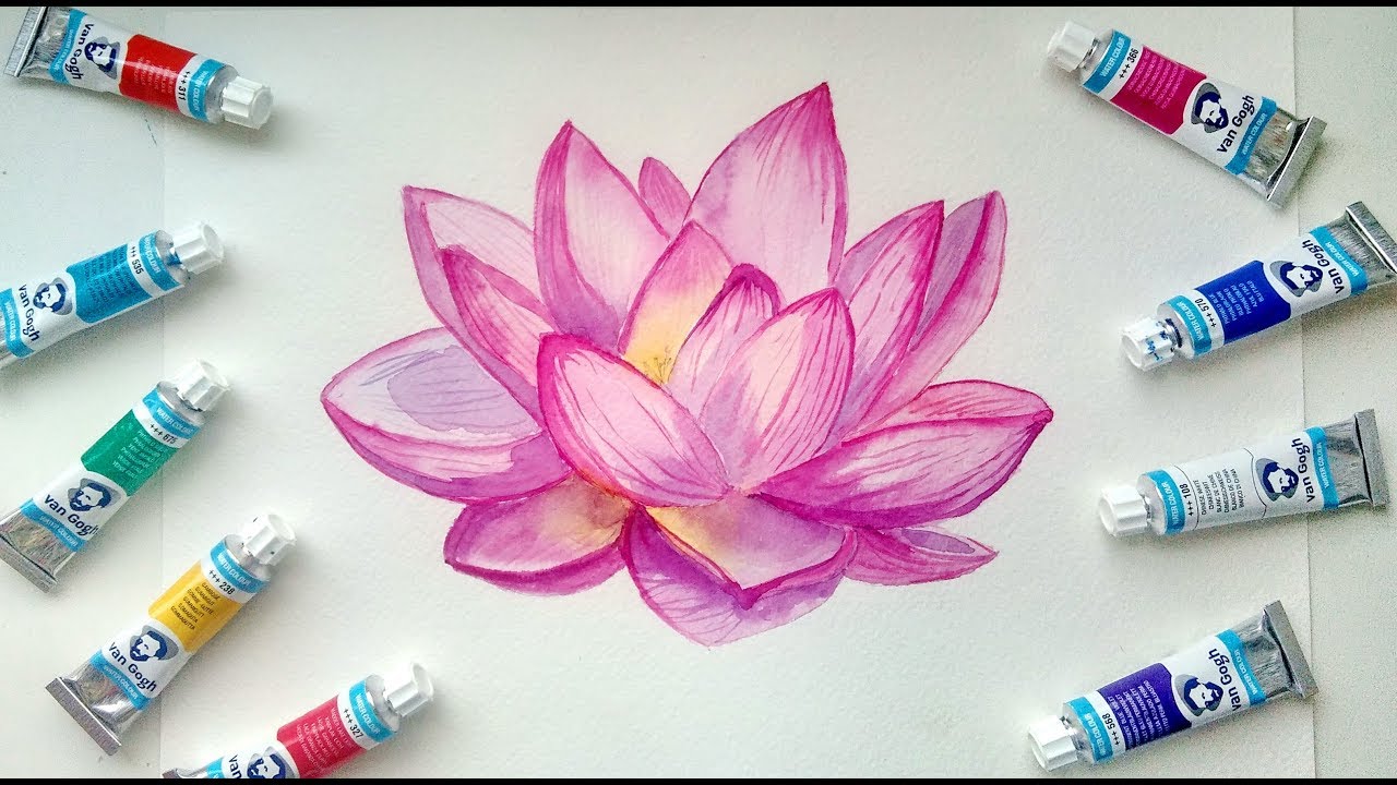 1280x720 How To Paint Watercolor Lotus Flower Painting Demonstration