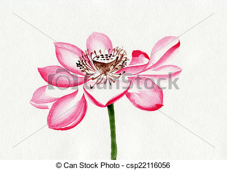 450x337 Lotus Flower Watercolor Painting, Original Art, Asian Style.