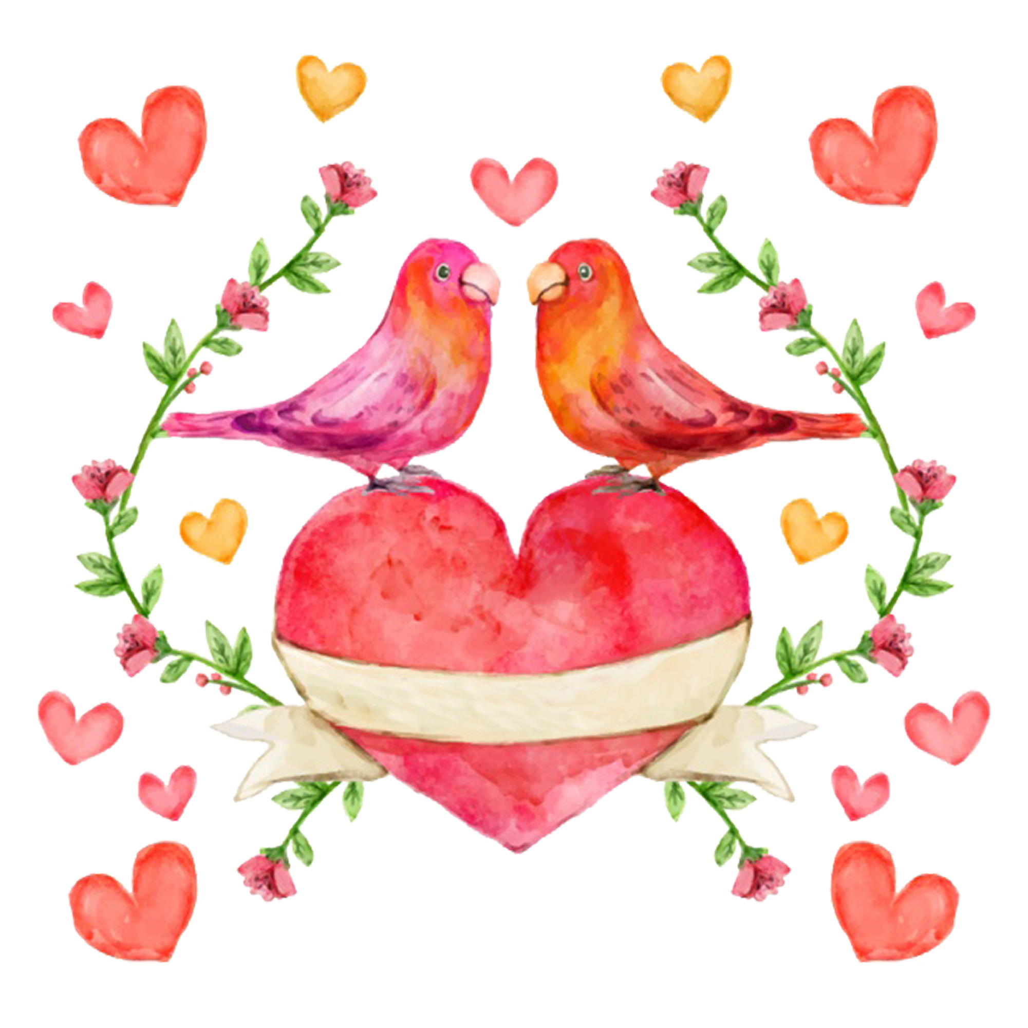 2001x2001 Lovebird Watercolor Painting