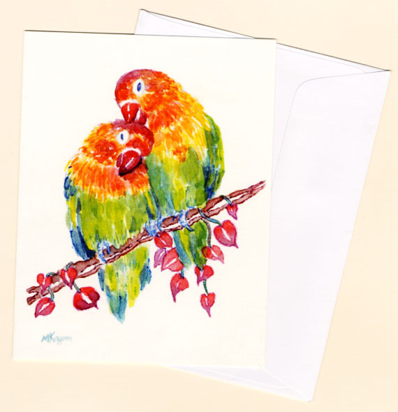 570x590 Valentine Lovebirds New Card From Michelle Kogan Fine Art Etsy