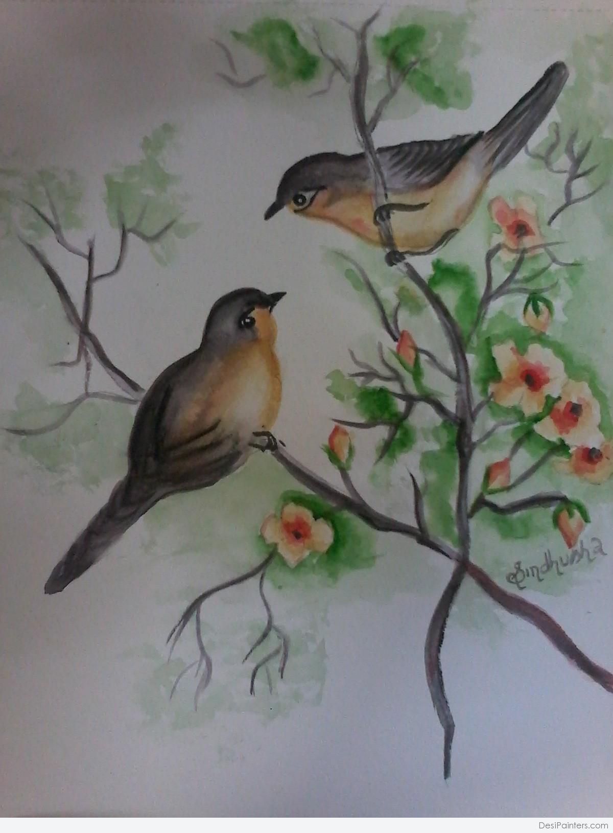 1200x1630 Watercolor Painting Of Love Birds