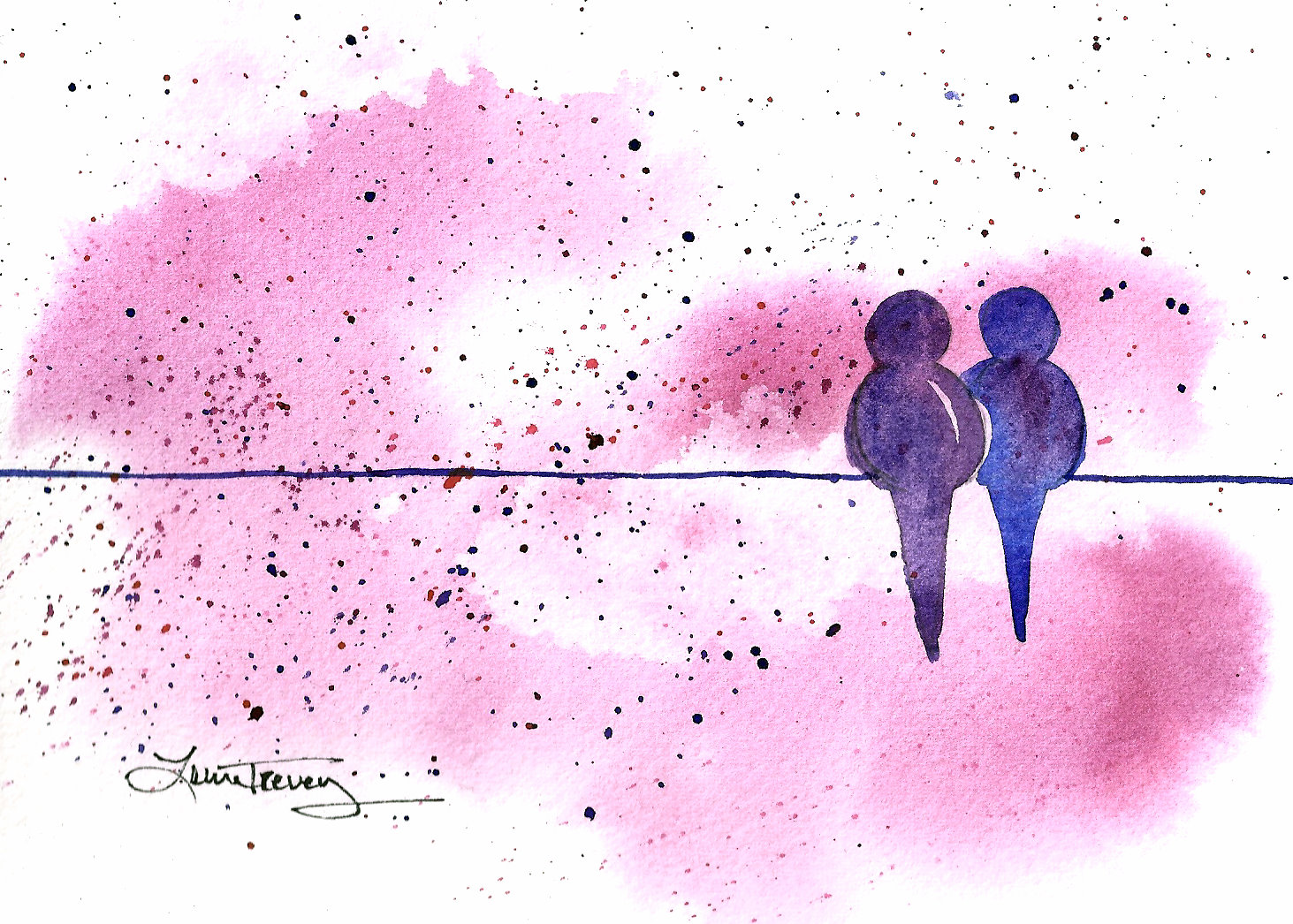1463x1046 Watercolors By Laura Trevey Love Birds