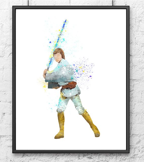 570x642 Luke Skywalker Watercolor Print, Star Wars Art, Movie Poster