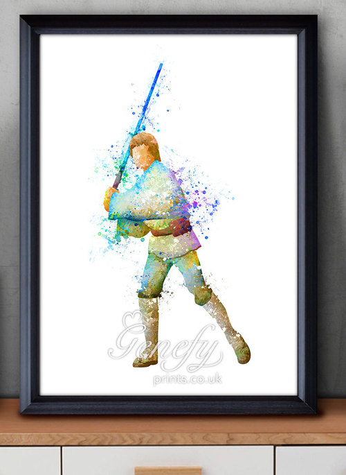 500x685 Star Wars Luke Skywalker Watercolor Art Silhouette Poster Print