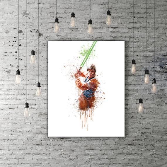 570x570 Watercolor Star Wars Luke Skywalker Art Movie Poster Art Etsy