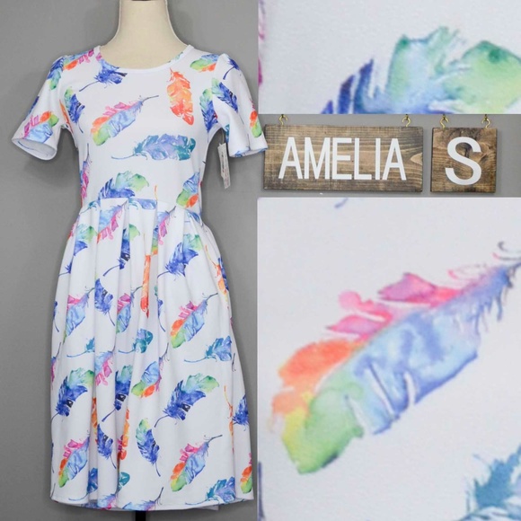 580x580 Lularoe Dresses Unicorn Watercolor Rainbow Feather Amelia Poshmark