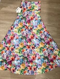 230x300 Lularoe Watercolor Maxi Skirt Dress 2xs Vintage Floral Roses Xxs
