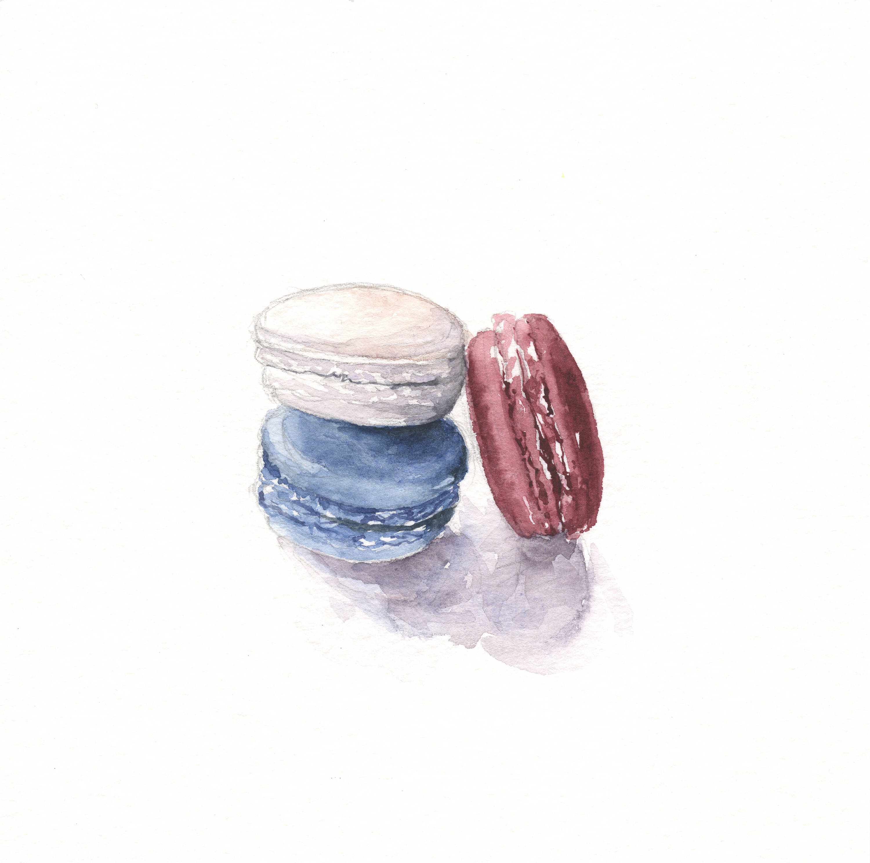 3000x2976 Macaron Watercolor Mini Painting 6 X 6 Print French Art