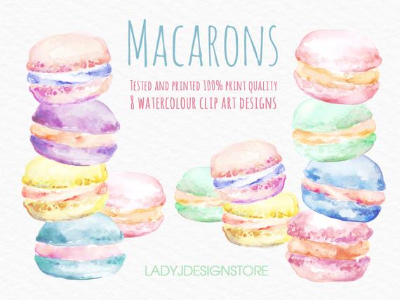 570x427 Macarons Watercolor Painting Macarons Print French Etsy
