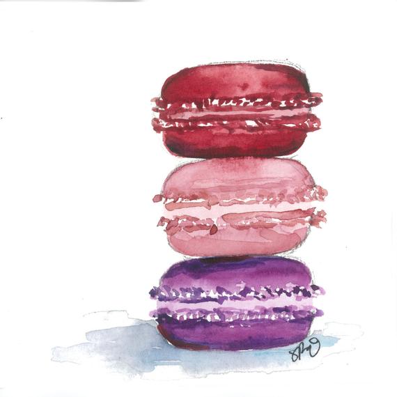 570x570 French Macaron Watercolor Multiple Sizes Available Etsy