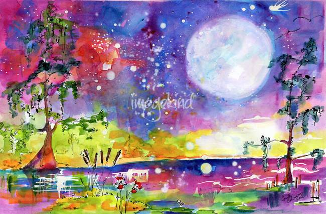 650x426 Swamp Lights Okefenokee Magic Watercolor By Ginette Callaway