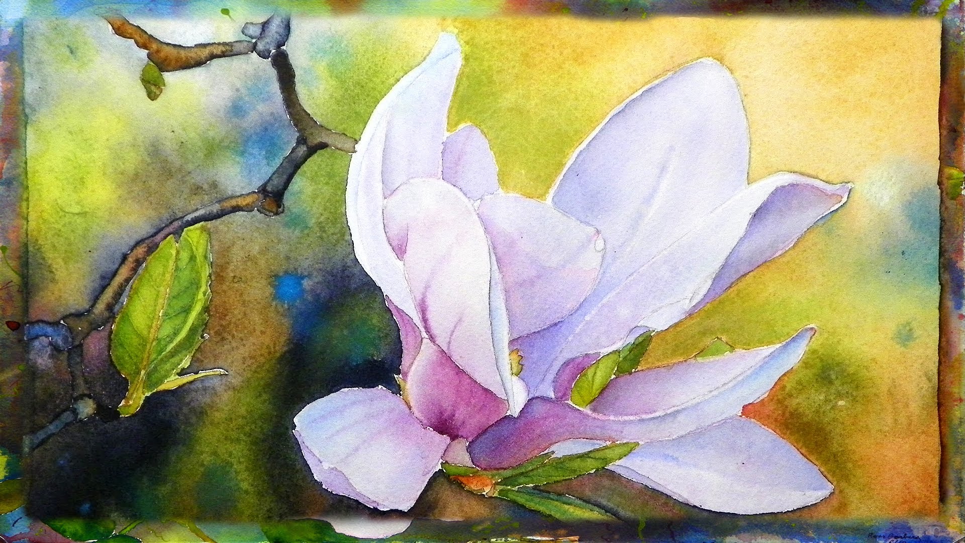 1920x1080 How To Paint The Magnolia Flower, Watercolor Painting, Part 1