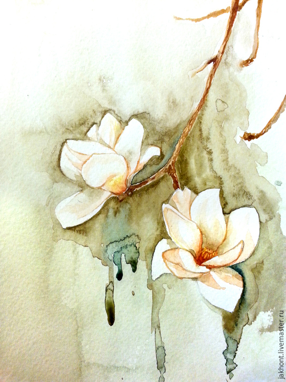 576x768 Magnolia Watercolor Painting Shop Online On Livemaster With
