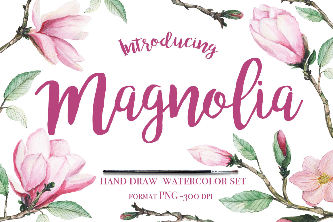 1160x772 Magnolia Watercolor Set