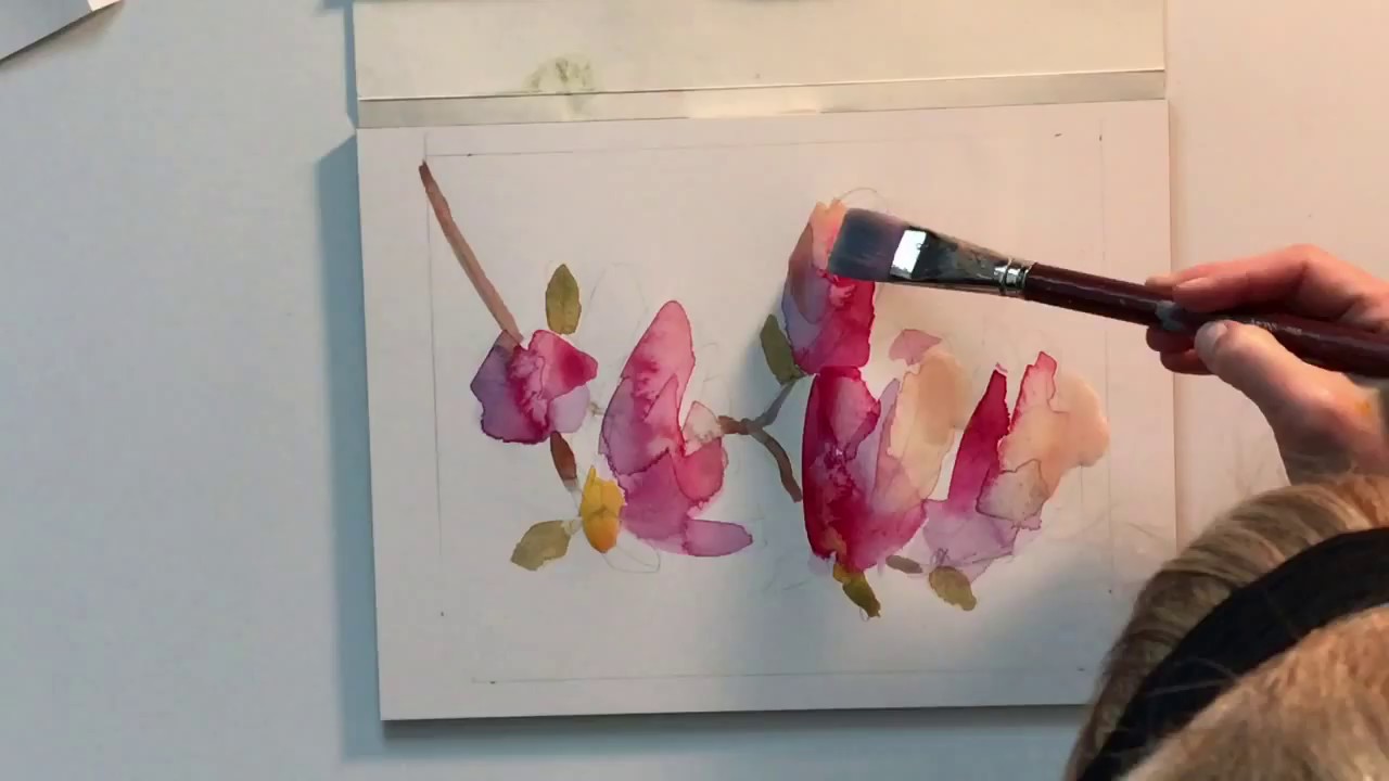 1280x720 Magnolia Blossoms Watercolor Painting