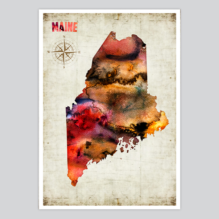 700x700 Maine Watercolor Print