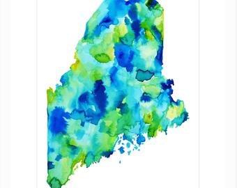 340x270 Maine Watercolor Etsy