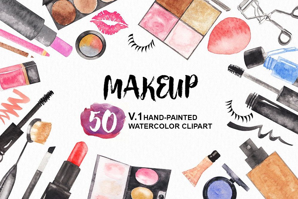 997x665 Watercolor Makeup Cosmetics Set