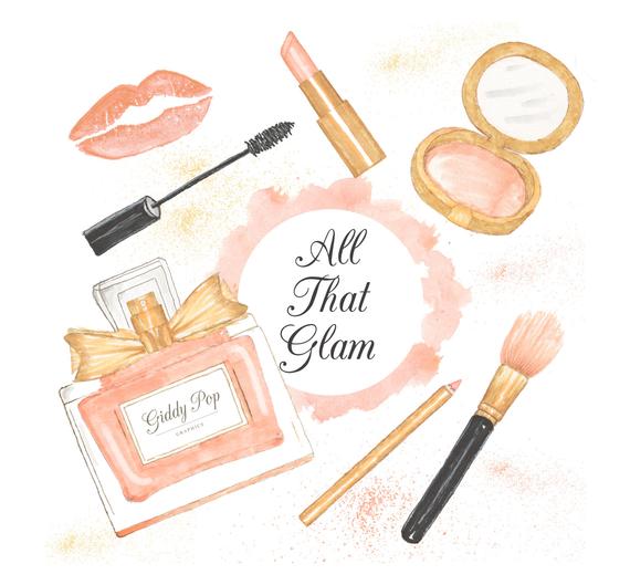 570x529 Watercolor Makeup Clipart Cosmetic Clipart Fashion Etsy