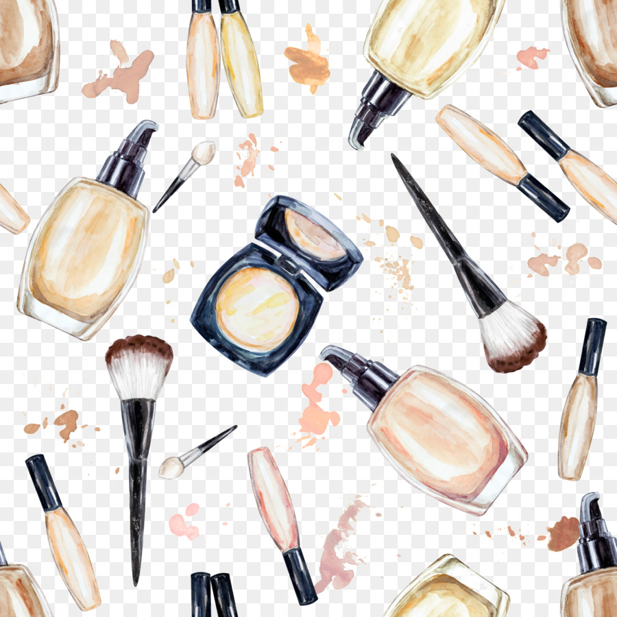 900x900 Cosmetics Foundation Makeup Brush Watercolor Painting
