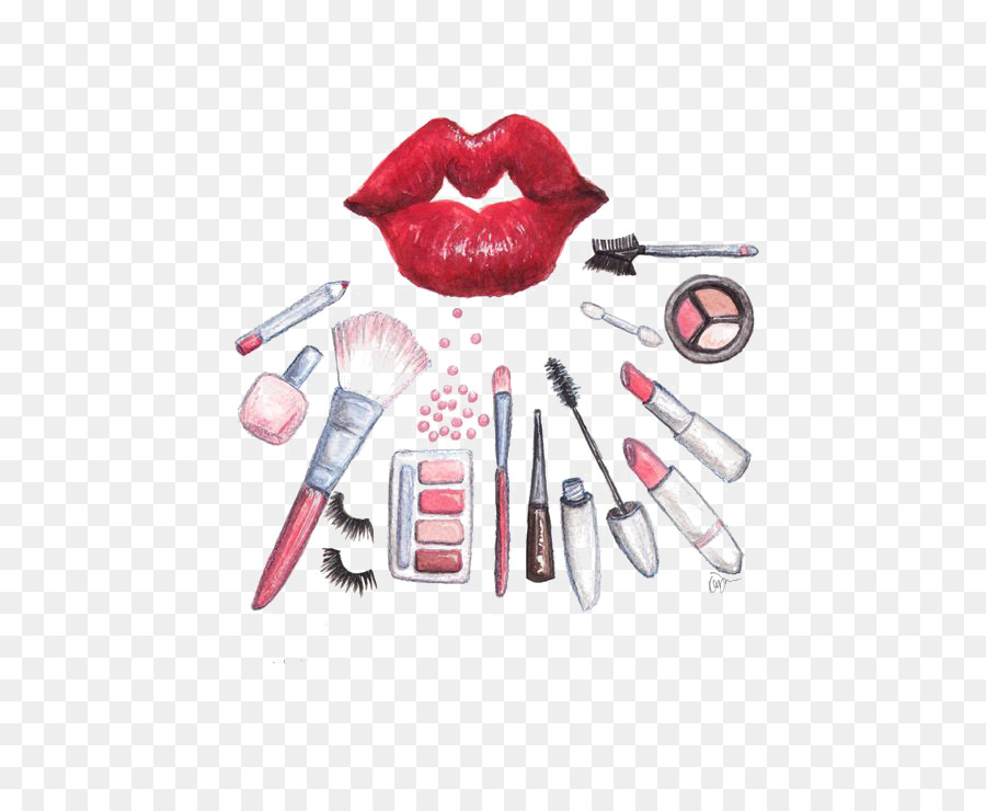 900x740 Cosmetics Makeup Brush Watercolor Painting