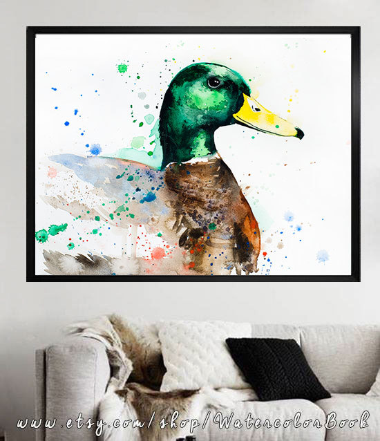 550x638 Mallard Duck Watercolor Painting Print,