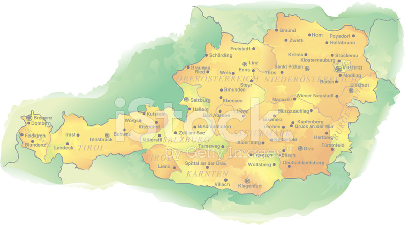 798x440 Watercolor Style Vector Map Of Austria Stock Vector