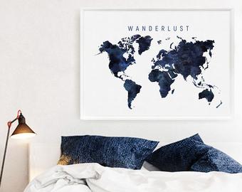 340x270 Watercolor World Map Etsy