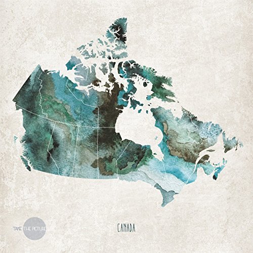 500x500 Watercolor Map Of Canada. Map Wall Art Print