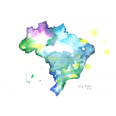 380x380 Brazil Map Watercolor Map Decor