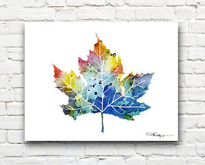 300x241 Maple Leaf Abstract Watercolor Painting Art Print By Artist Dj