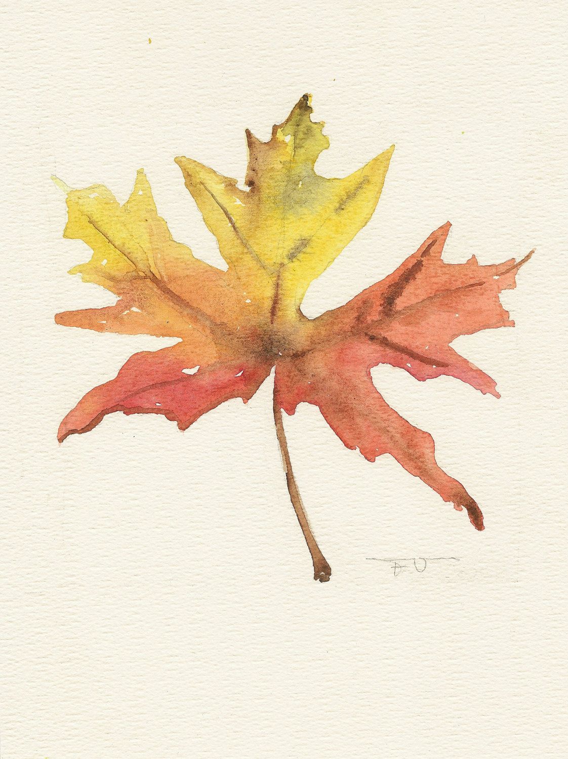 1122x1500 Maple Leaf, Original Watercolor Art, Still Life Painting