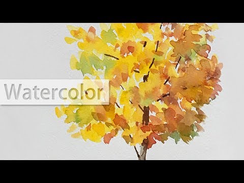 480x360 Watercolor Painting Of A Colorful Maple Tree
