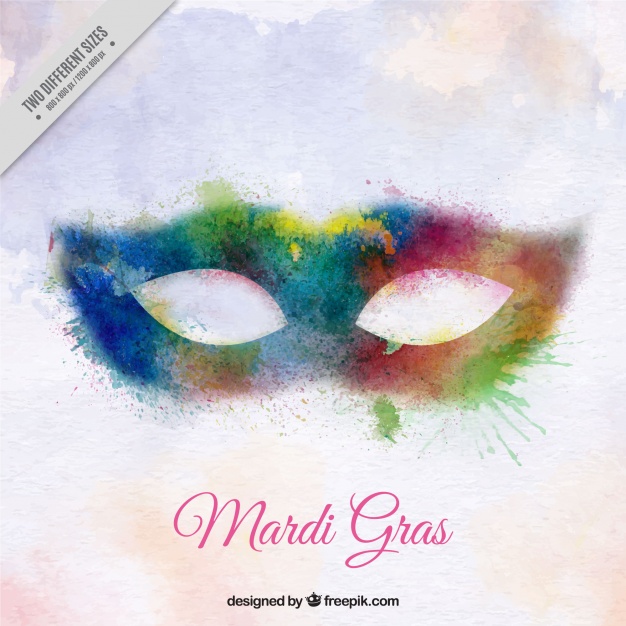 626x626 Mardi Gras Background With Watercolor Mask Vector Free Download